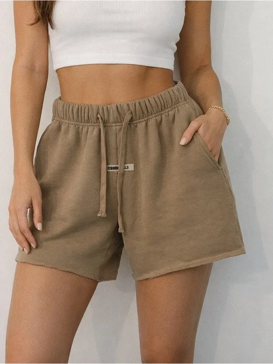 Essentials Beige Drawstring Lounge Shorts - Picture 1 of 5